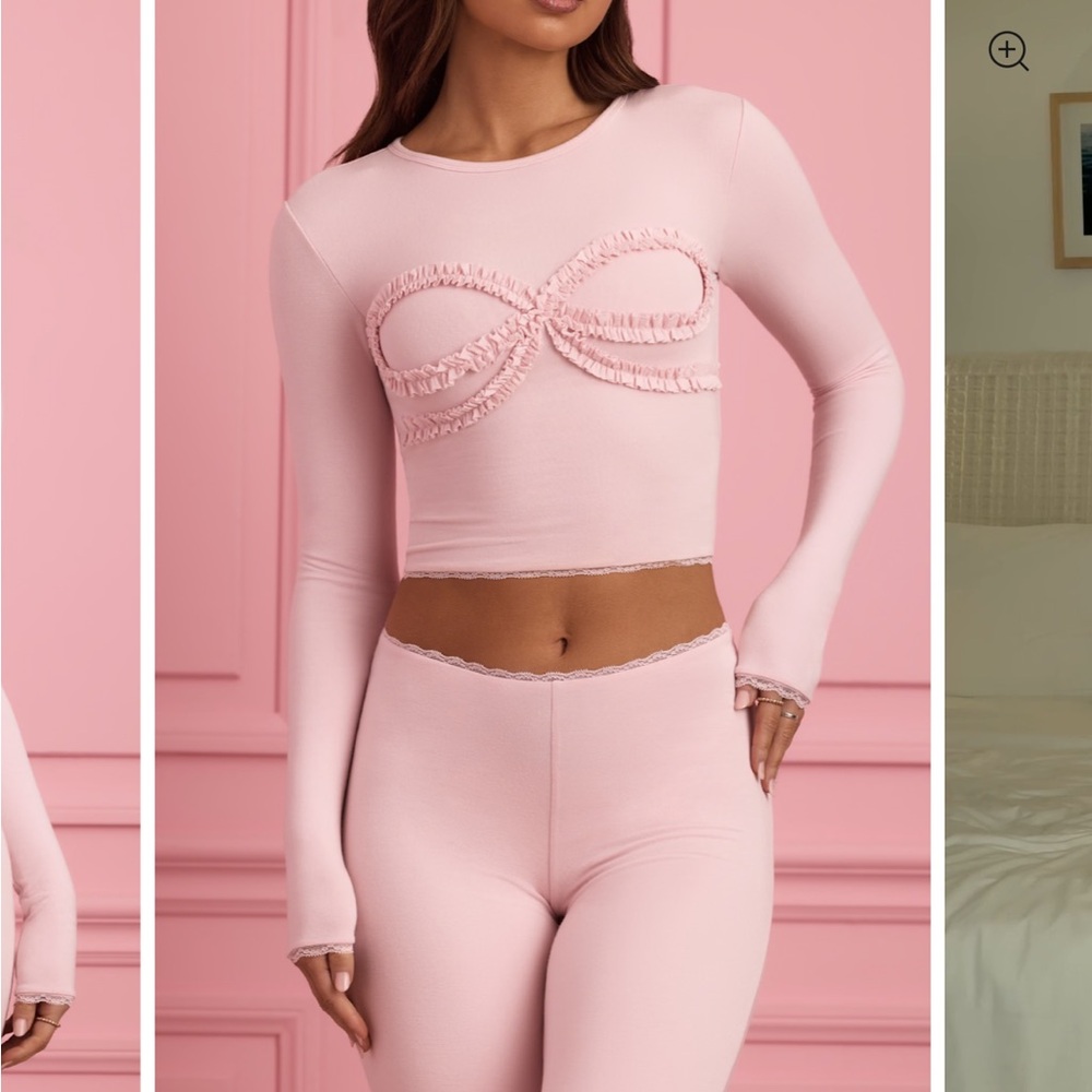 Oh Polly Pink Pajama Set with Corset Detail